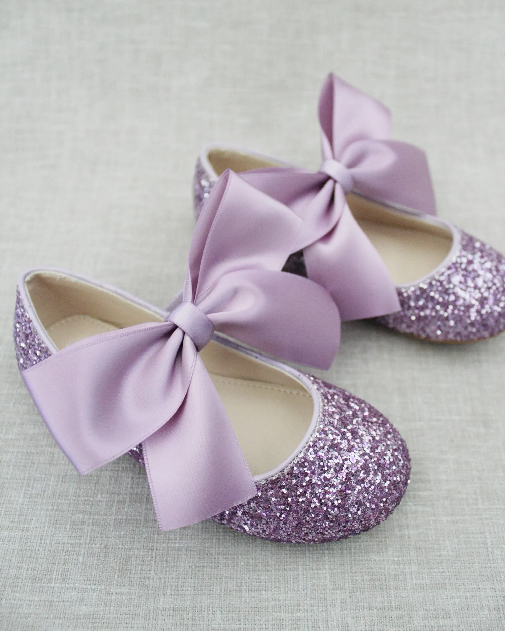 Rock Glitter Mary Jane Ballet Flats with Satin Bow