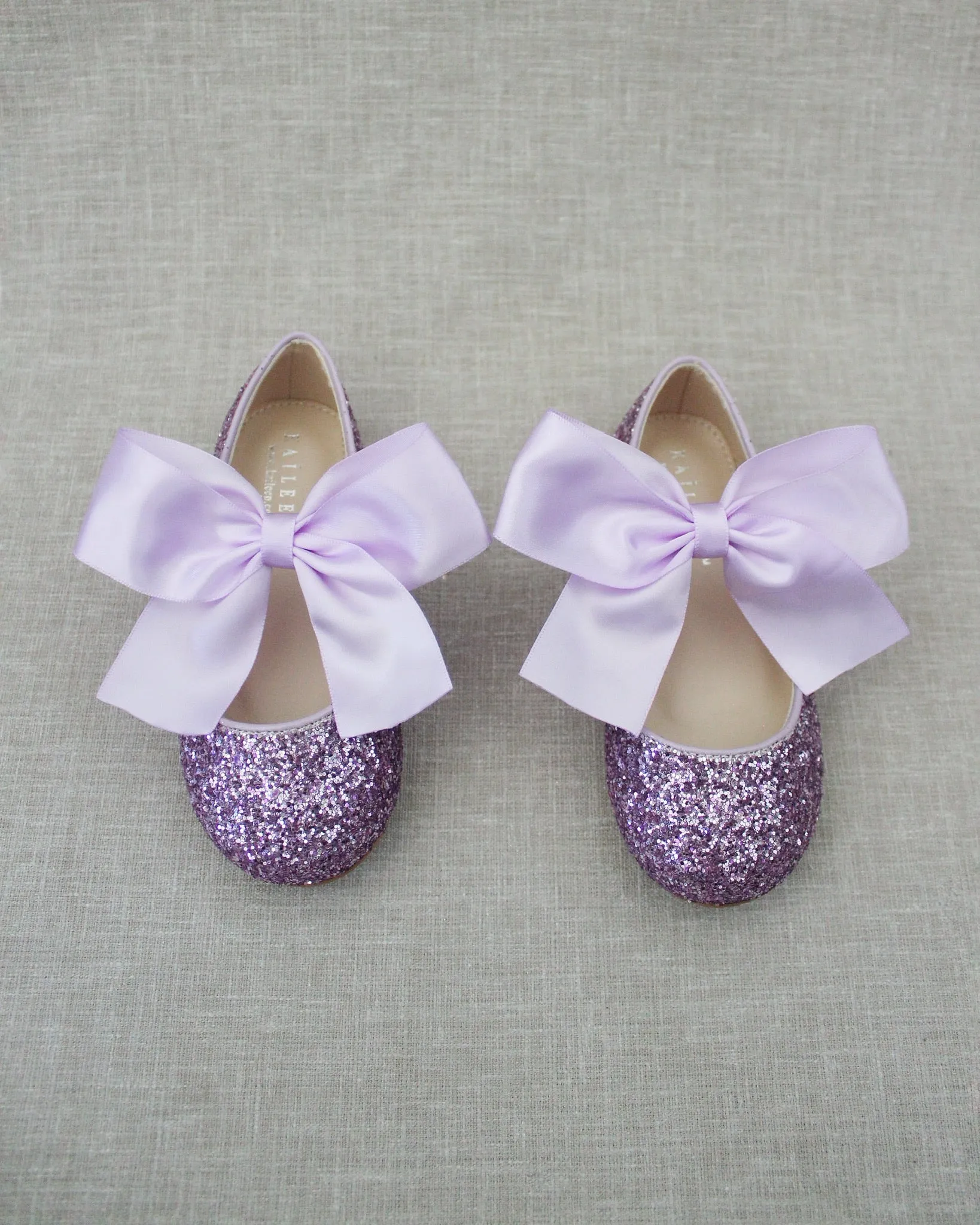 Rock Glitter Mary Jane Ballet Flats with Satin Bow