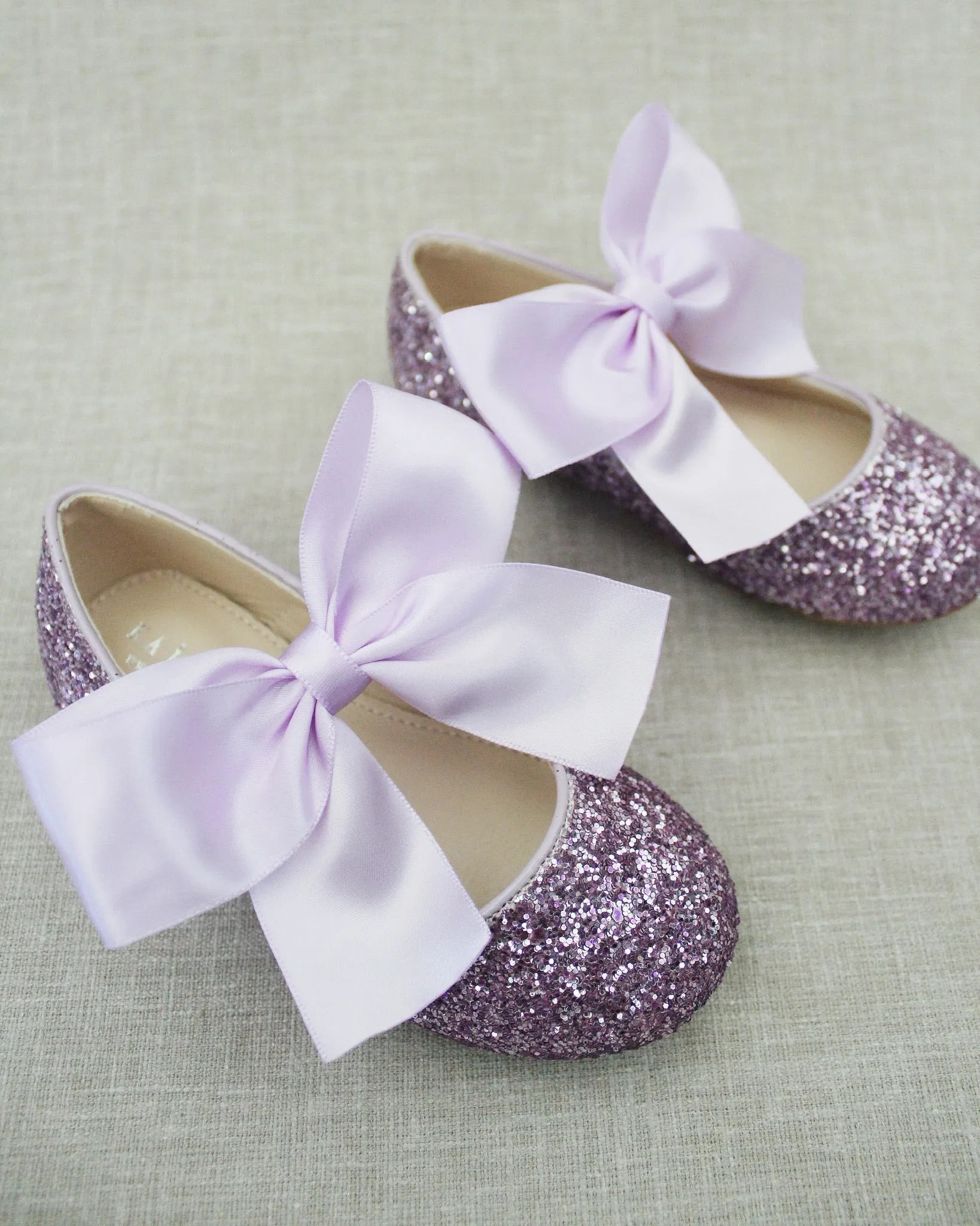 Rock Glitter Mary Jane Ballet Flats with Satin Bow