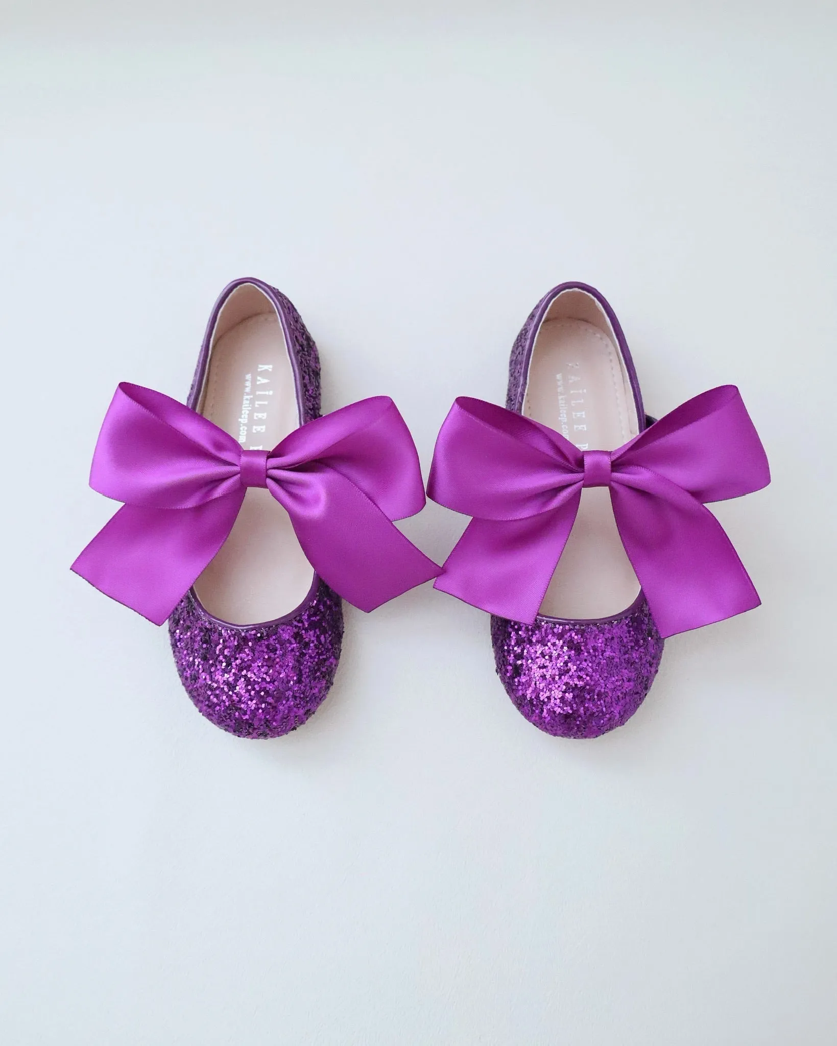 Rock Glitter Mary Jane Ballet Flats with Satin Bow