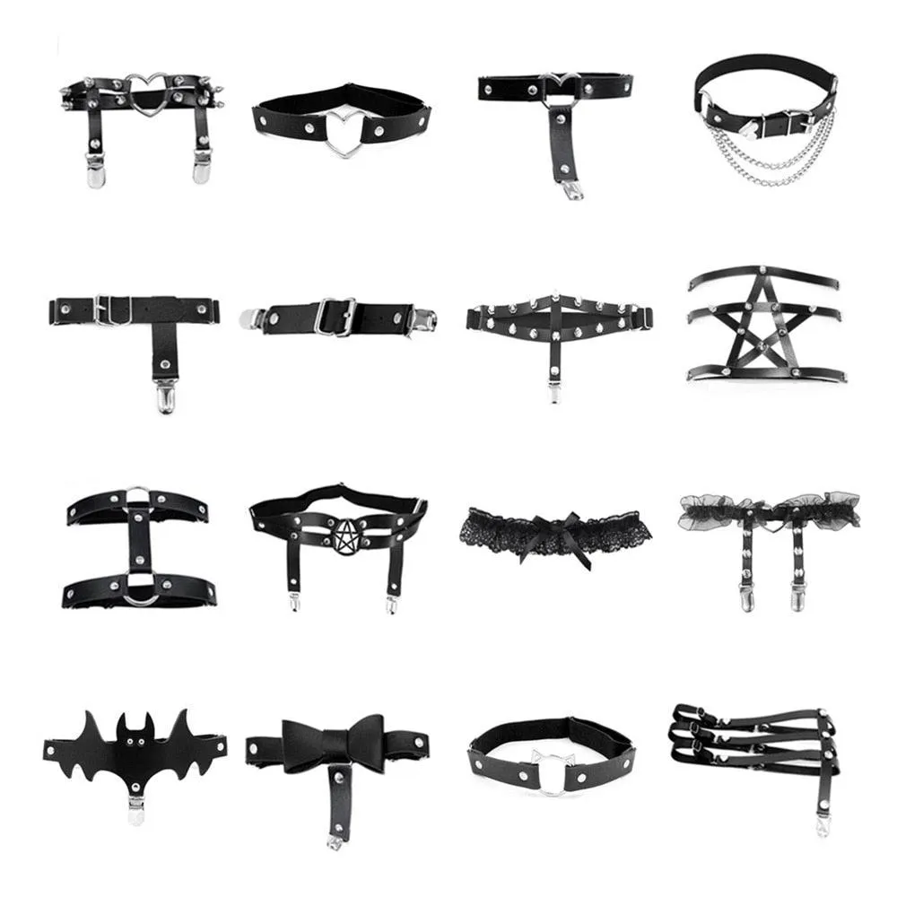 Rock Leather Garter Belt Elastic Leg