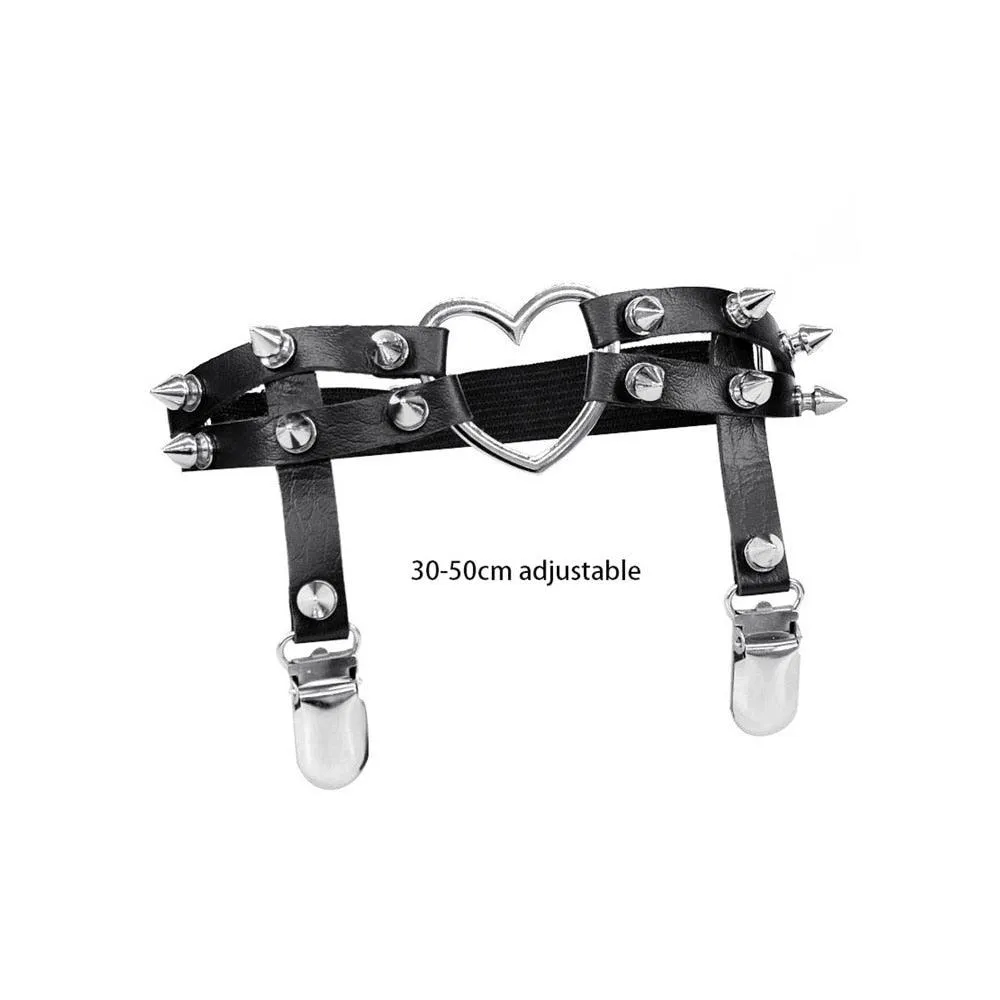 Rock Leather Garter Belt Elastic Leg