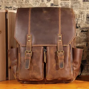 ROCKCOW Handmade Leather Travel Backpack, Designer Backpacks, School Backpack