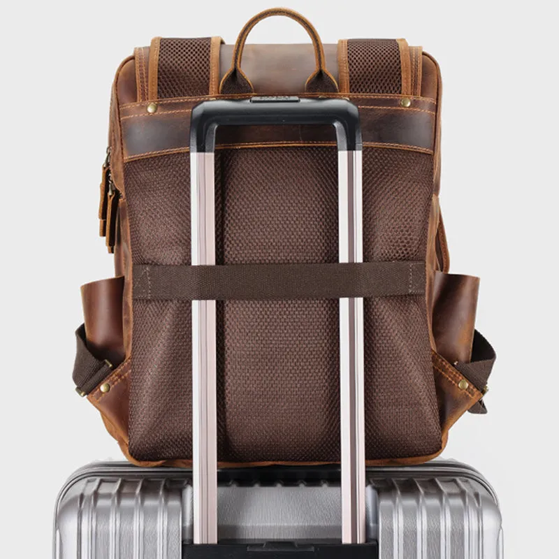 ROCKCOW Handmade Leather Travel Backpack, Designer Backpacks, School Backpack