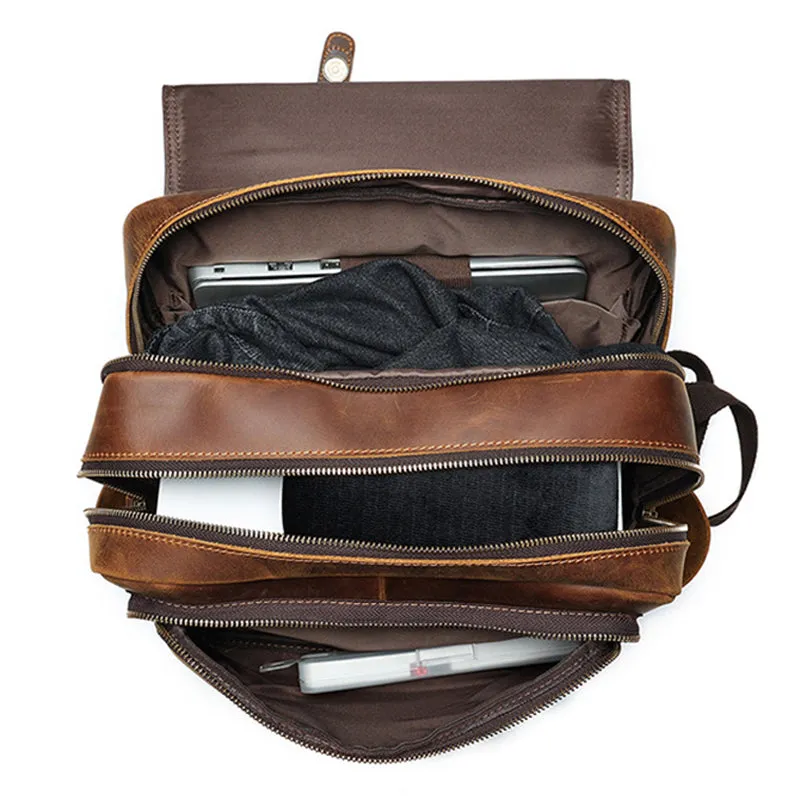 ROCKCOW Handmade Leather Travel Backpack, Designer Backpacks, School Backpack