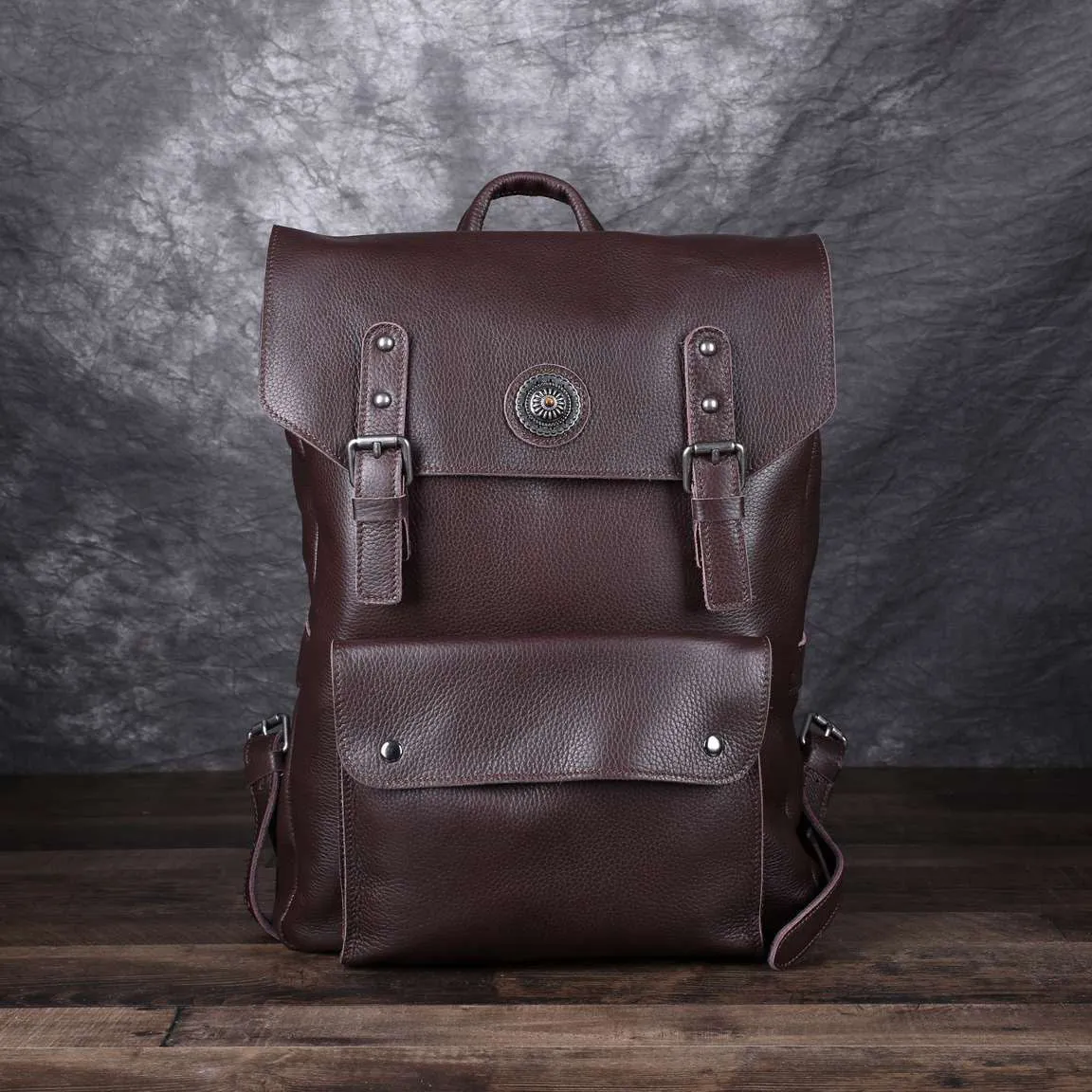 ROCKCOW Vintage Leather Backpack, Womens Leather Backpack Purse, School Backpack