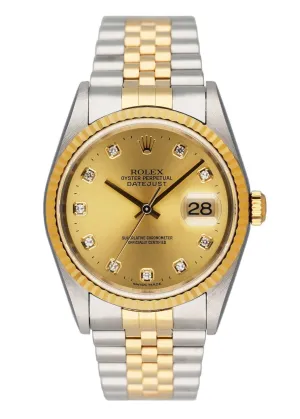 Rolex Datejust 16233 Diamond Dial Mens Watch