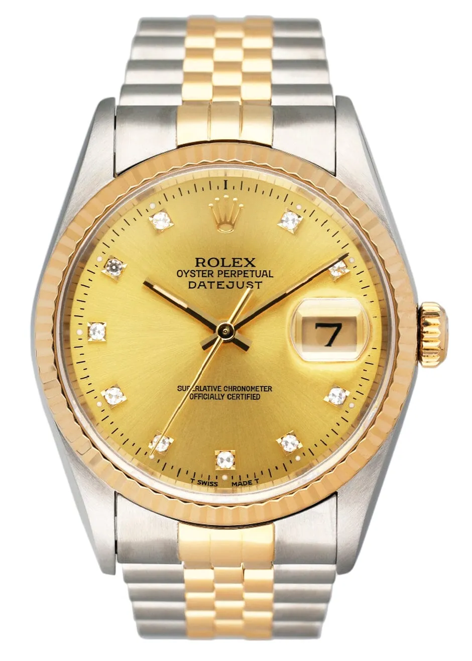 Rolex Datejust 16233 Diamond Dial Mens Watch