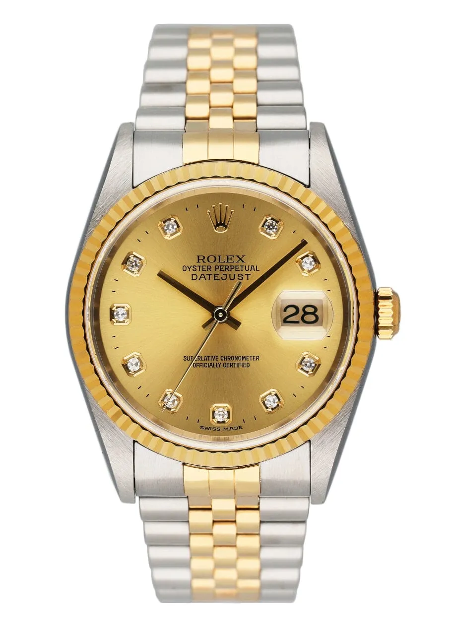 Rolex Datejust 16233 Diamond Dial Mens Watch