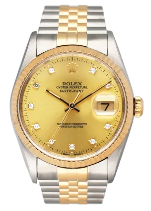 Rolex Datejust 16233 Diamond Dial Mens Watch