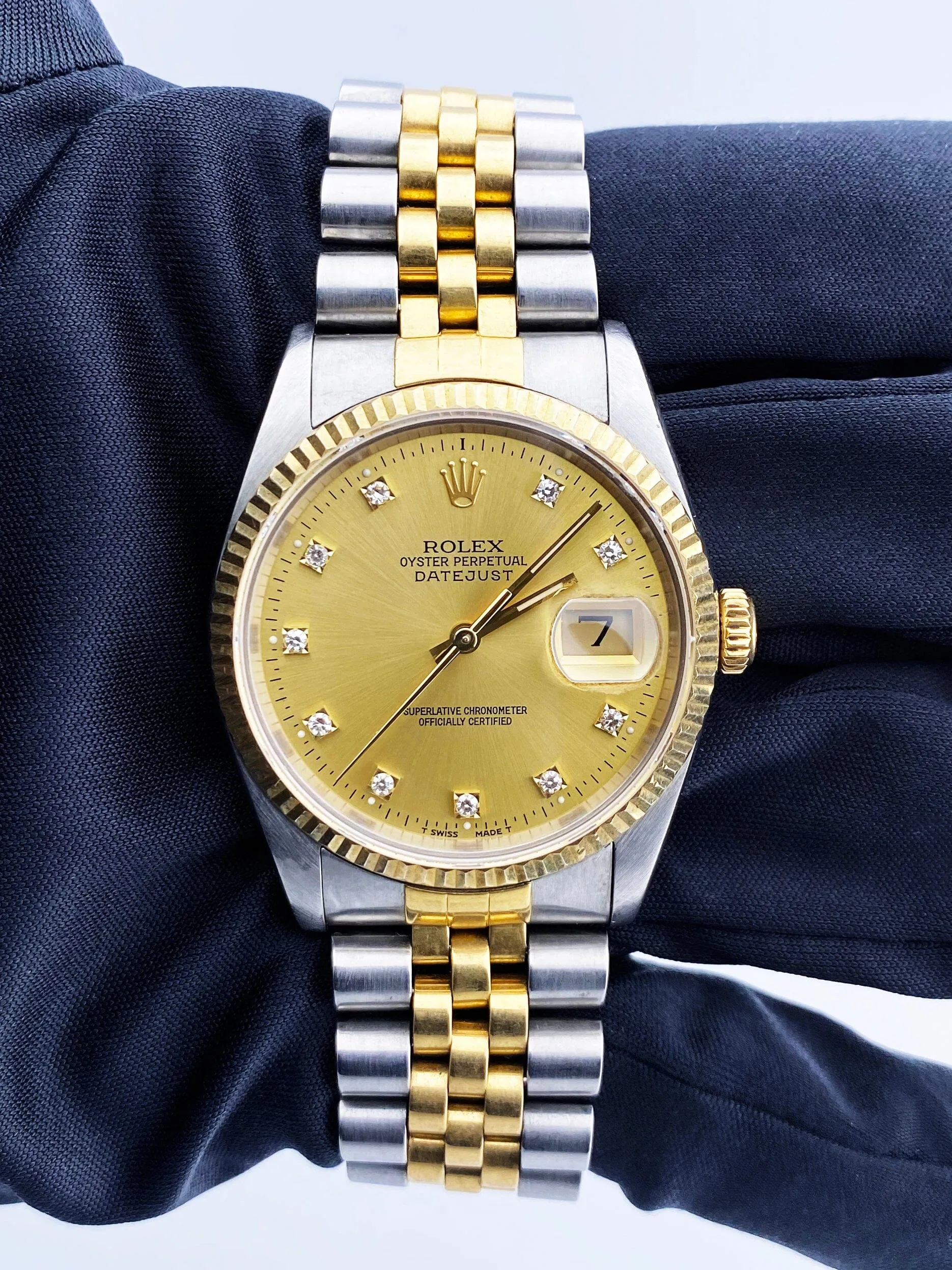Rolex Datejust 16233 Diamond Dial Mens Watch
