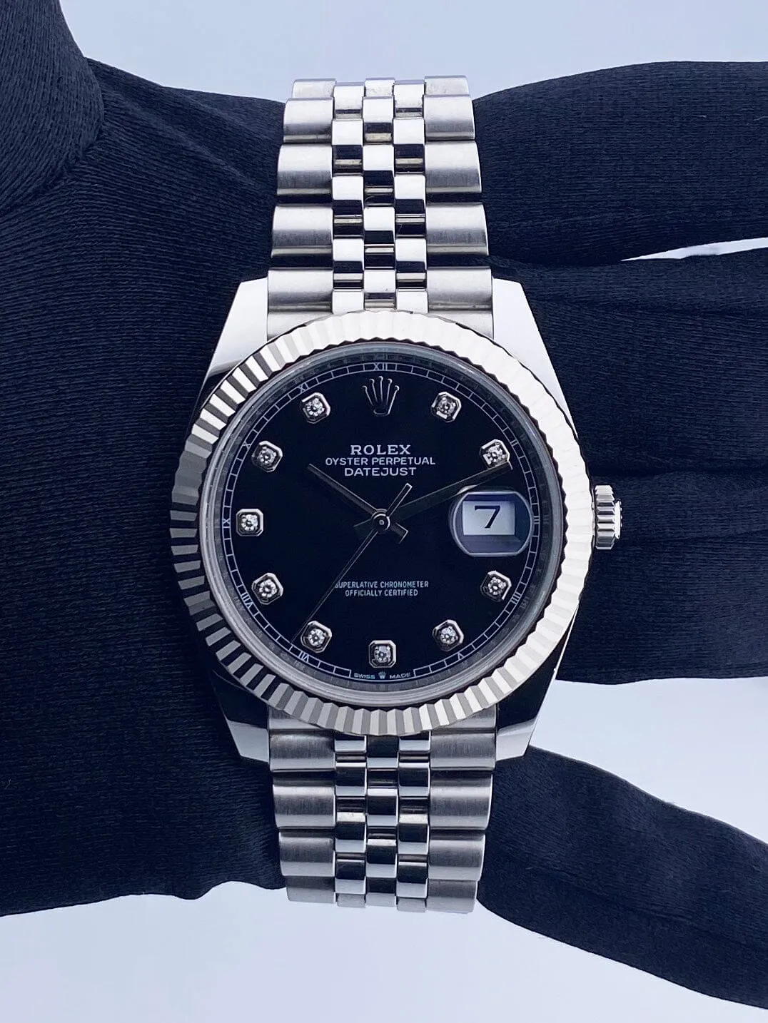 Rolex Datejust 41 126334 Black Diamond Dial Mens Watch