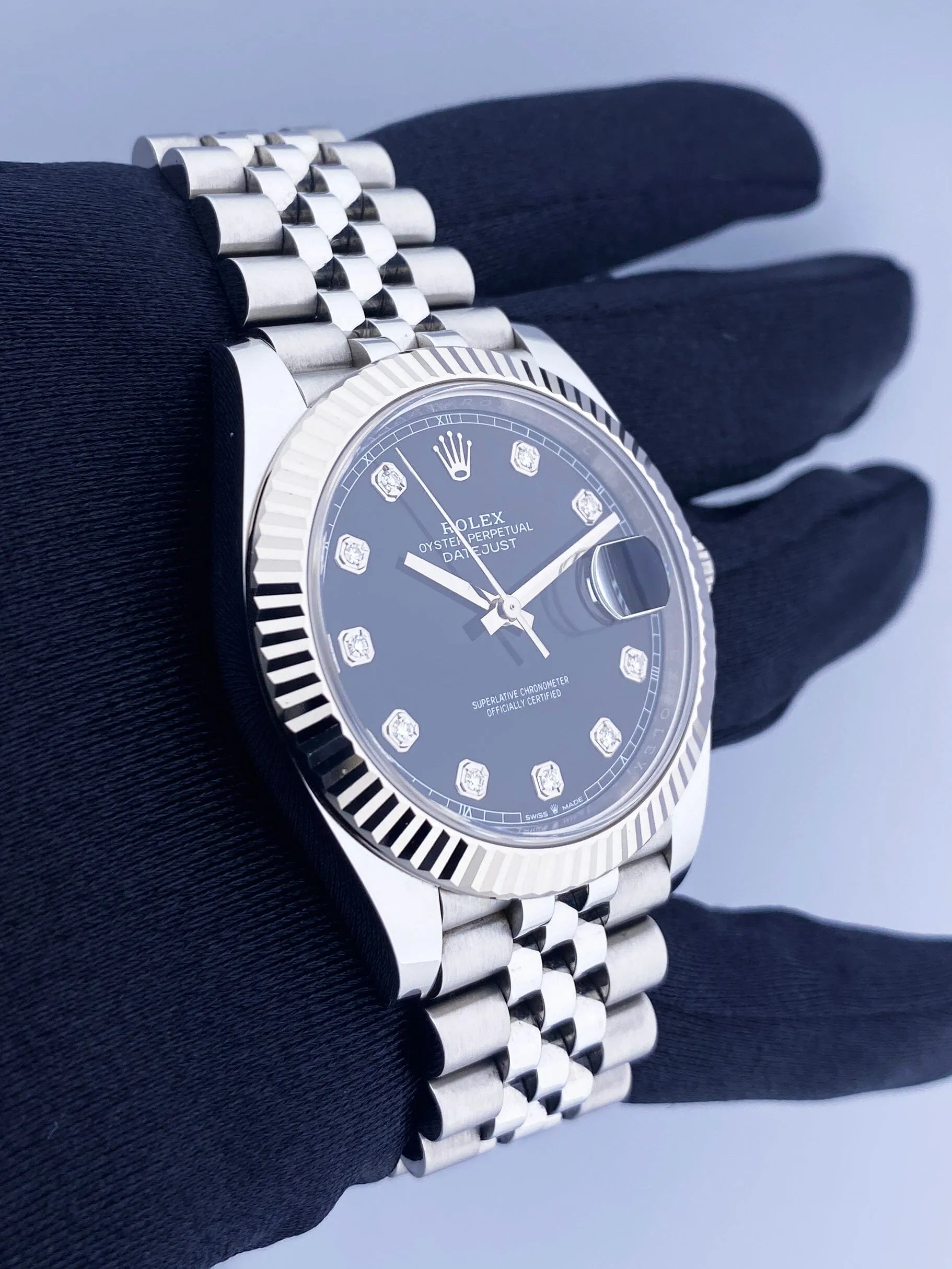 Rolex Datejust 41 126334 Black Diamond Dial Mens Watch