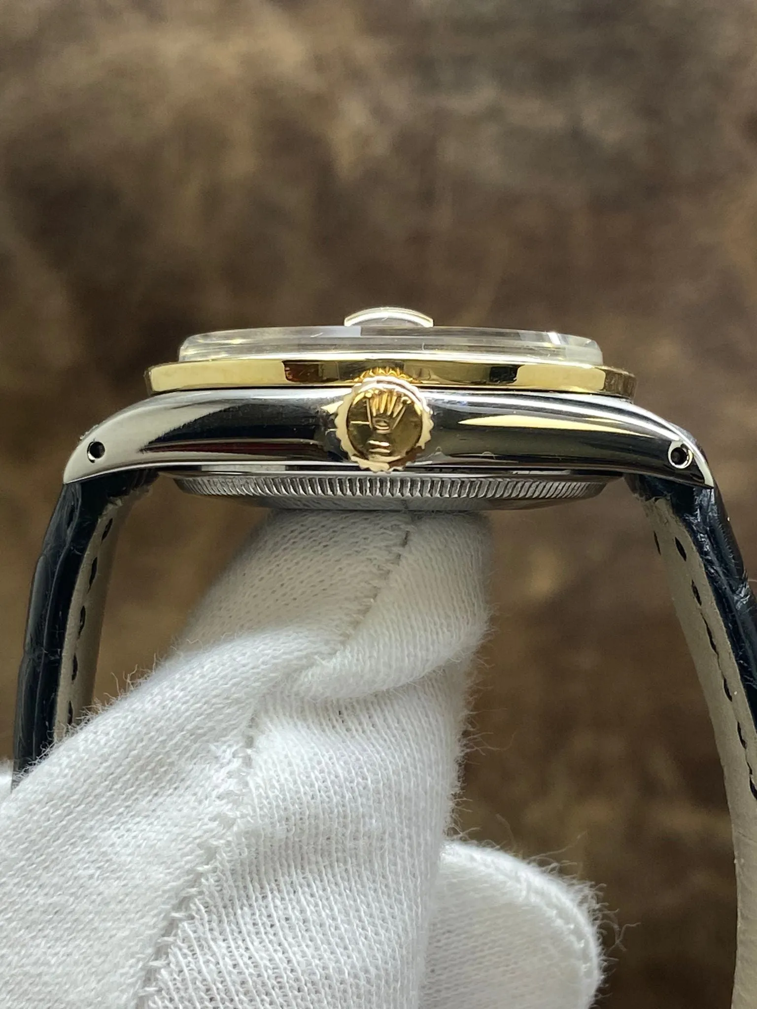 Rolex Oyster Perpetual Date 34mm 1500 Custom MOP Diamond Dial Automatic Watch