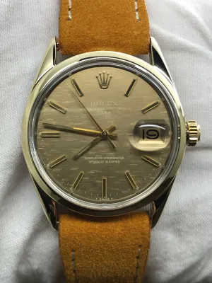 Rolex Oyster Perpetual Date 34mm 1550 Mosaic Champagne Dial Automatic Men's Watch