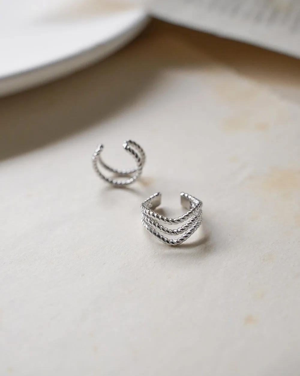 ROPE Ear Cuffs Set of 2 in Silver