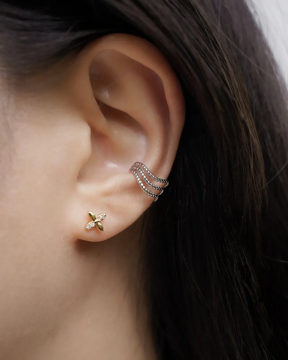 ROPE Ear Cuffs Set of 2 in Silver