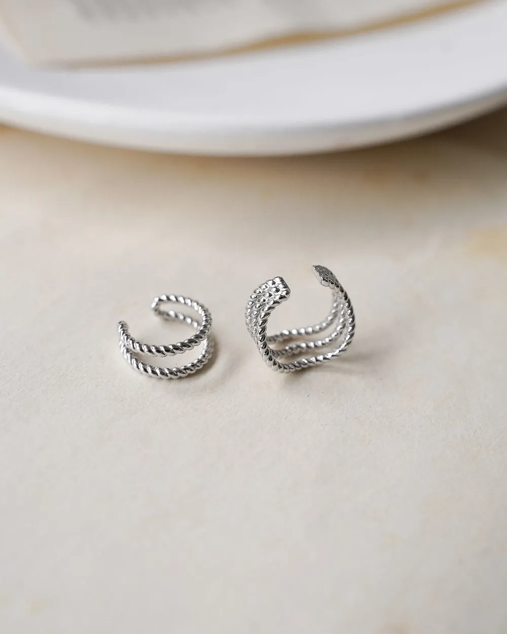 ROPE Ear Cuffs Set of 2 in Silver