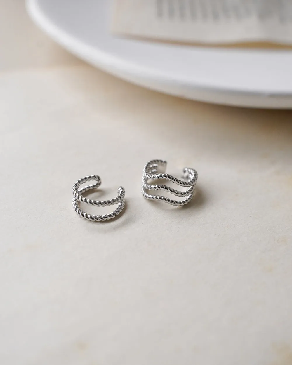 ROPE Ear Cuffs Set of 2 in Silver