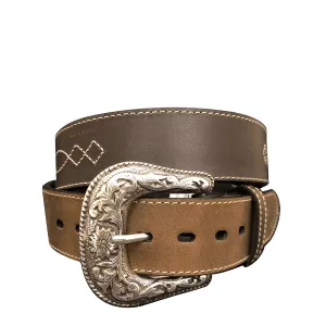 Roper Belt Mens Bridle Leather Western Stitch Design