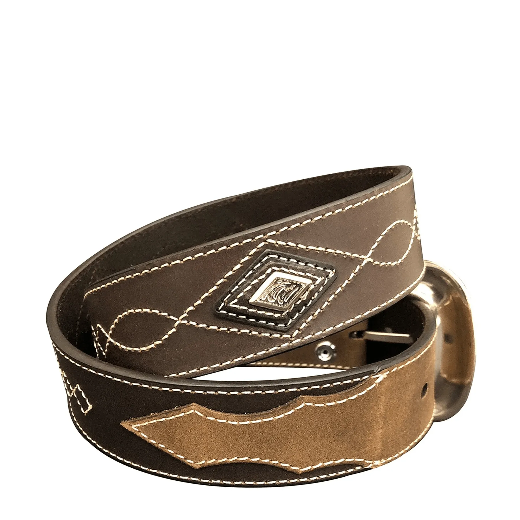 Roper Belt Mens Bridle Leather Western Stitch Design