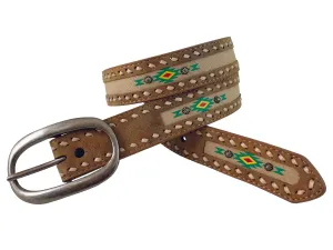 Roper Leather Belt With Light Brown Canvas Inlay (8821790)