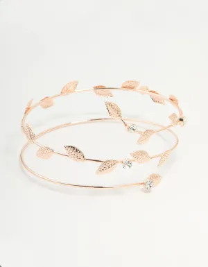 Rose Gold Leaf Wrap Arm Cuff