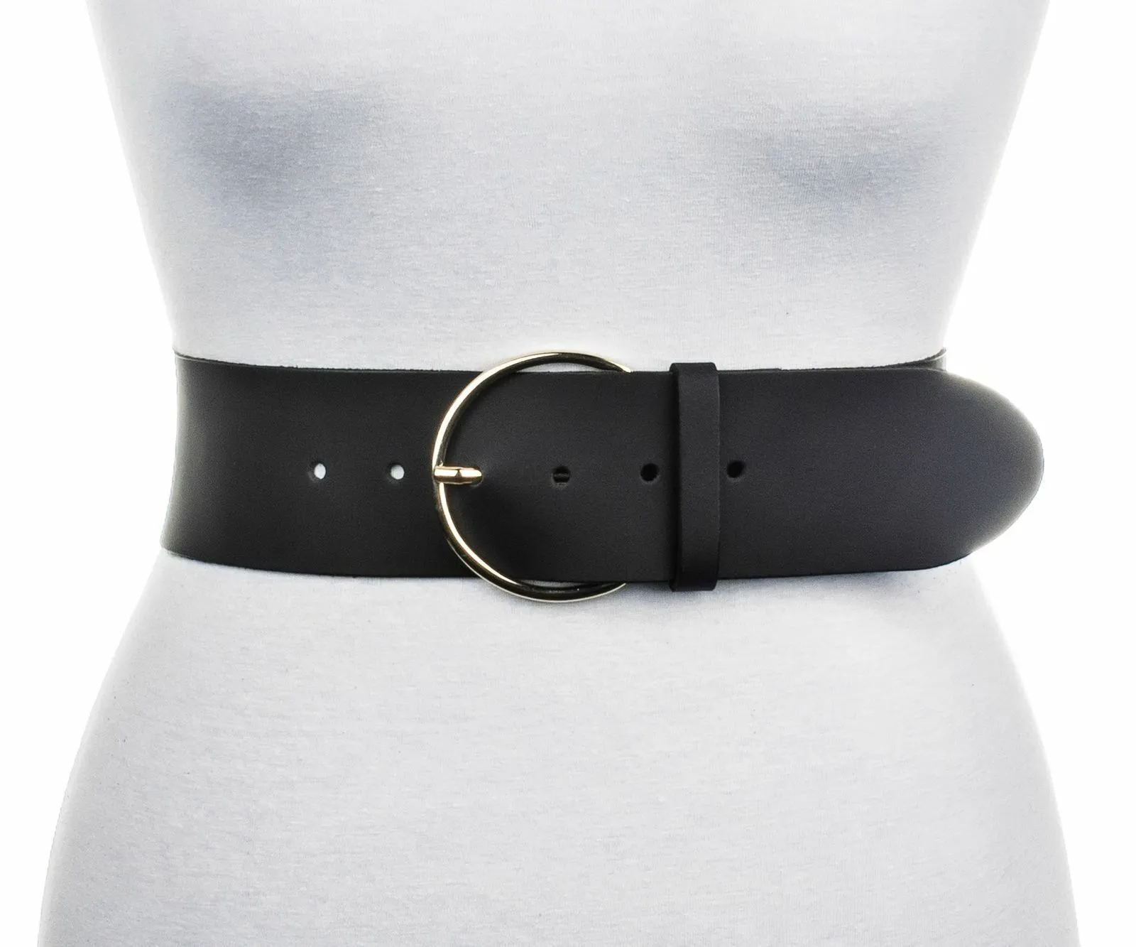 ROUND BUCKLE BELT IN BLACK