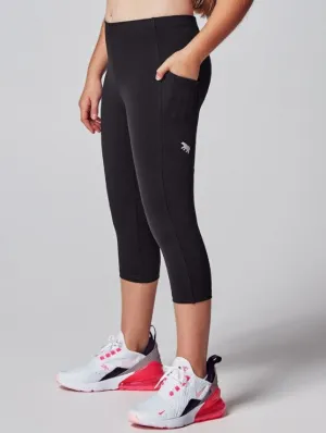Running Bare Girls (Kids) All Star 3/4 Tight - Black