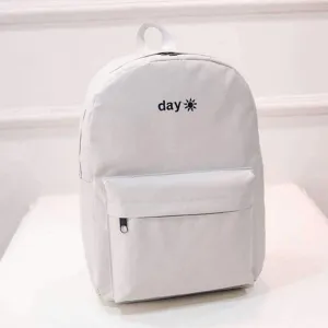 Rynx | Canvas Light Grey Day Embroidery Backpacks Stationery Holder Bags Desk Supplies & Organizer