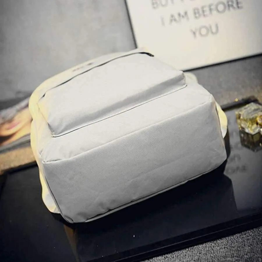 Rynx | Canvas Light Grey Day Embroidery Backpacks Stationery Holder Bags Desk Supplies & Organizer