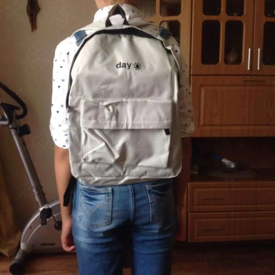Rynx | Canvas Light Grey Day Embroidery Backpacks Stationery Holder Bags Desk Supplies & Organizer
