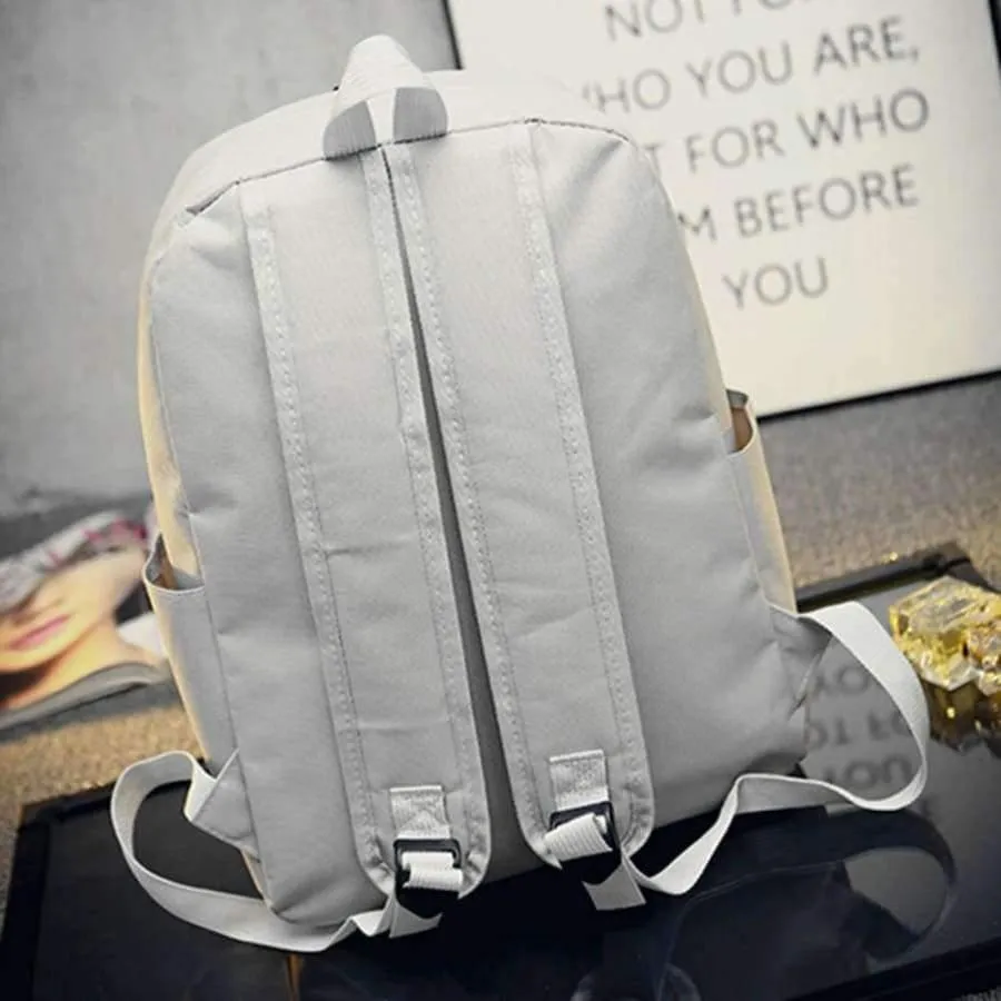 Rynx | Canvas Light Grey Day Embroidery Backpacks Stationery Holder Bags Desk Supplies & Organizer