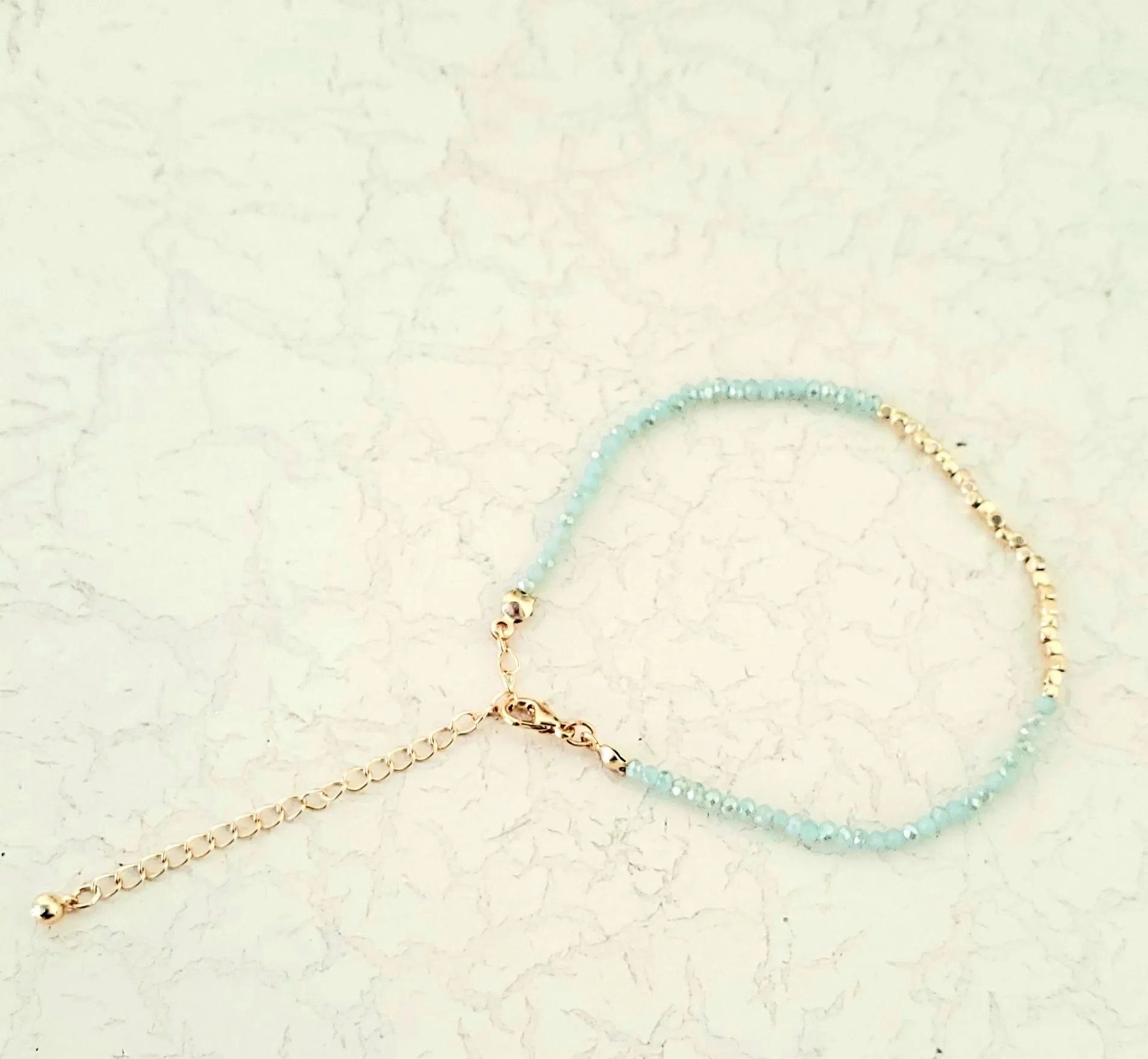 Sage Beaded Anklet In Gold