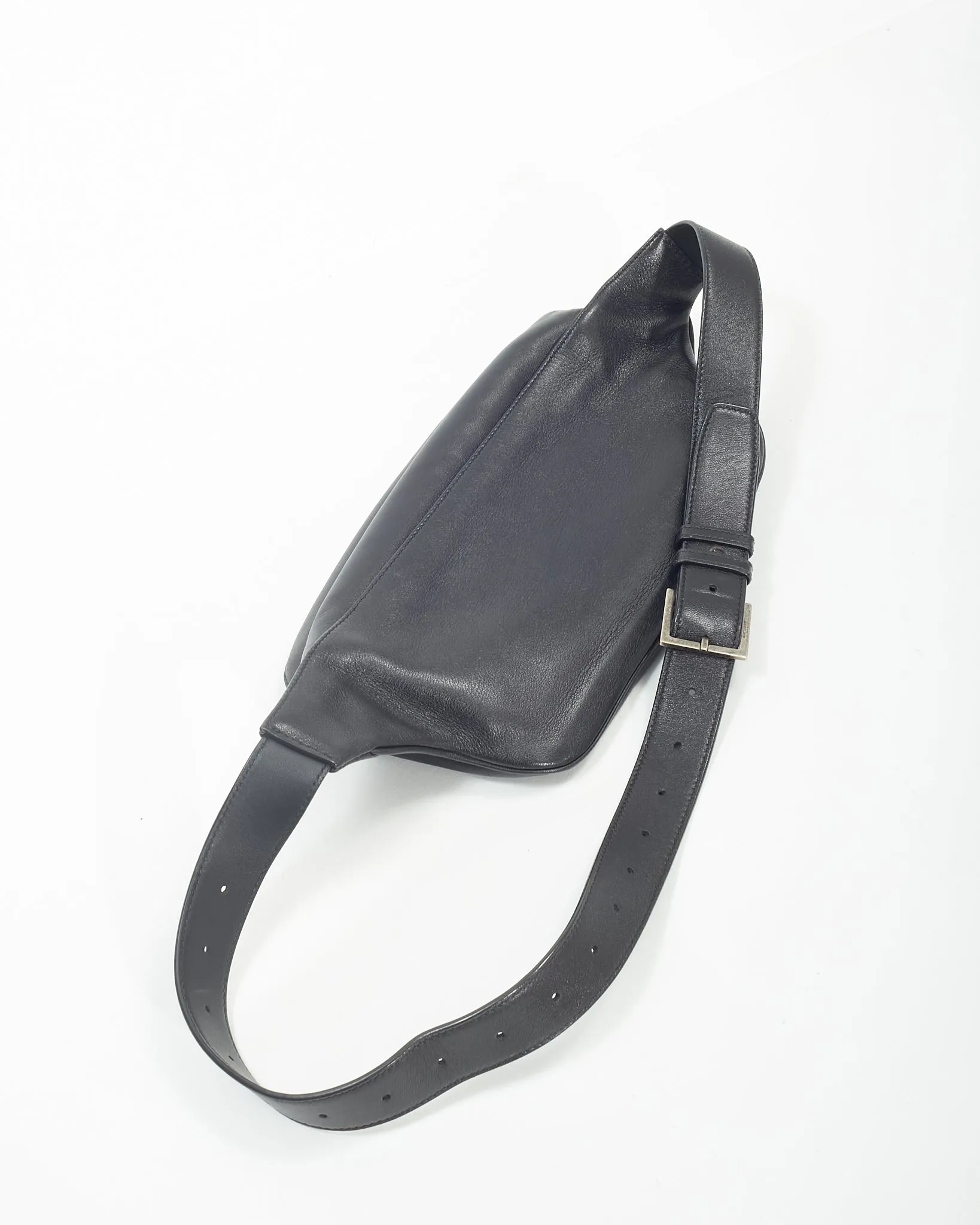 Saint Laurent Black Leather Monogram Belt Bag