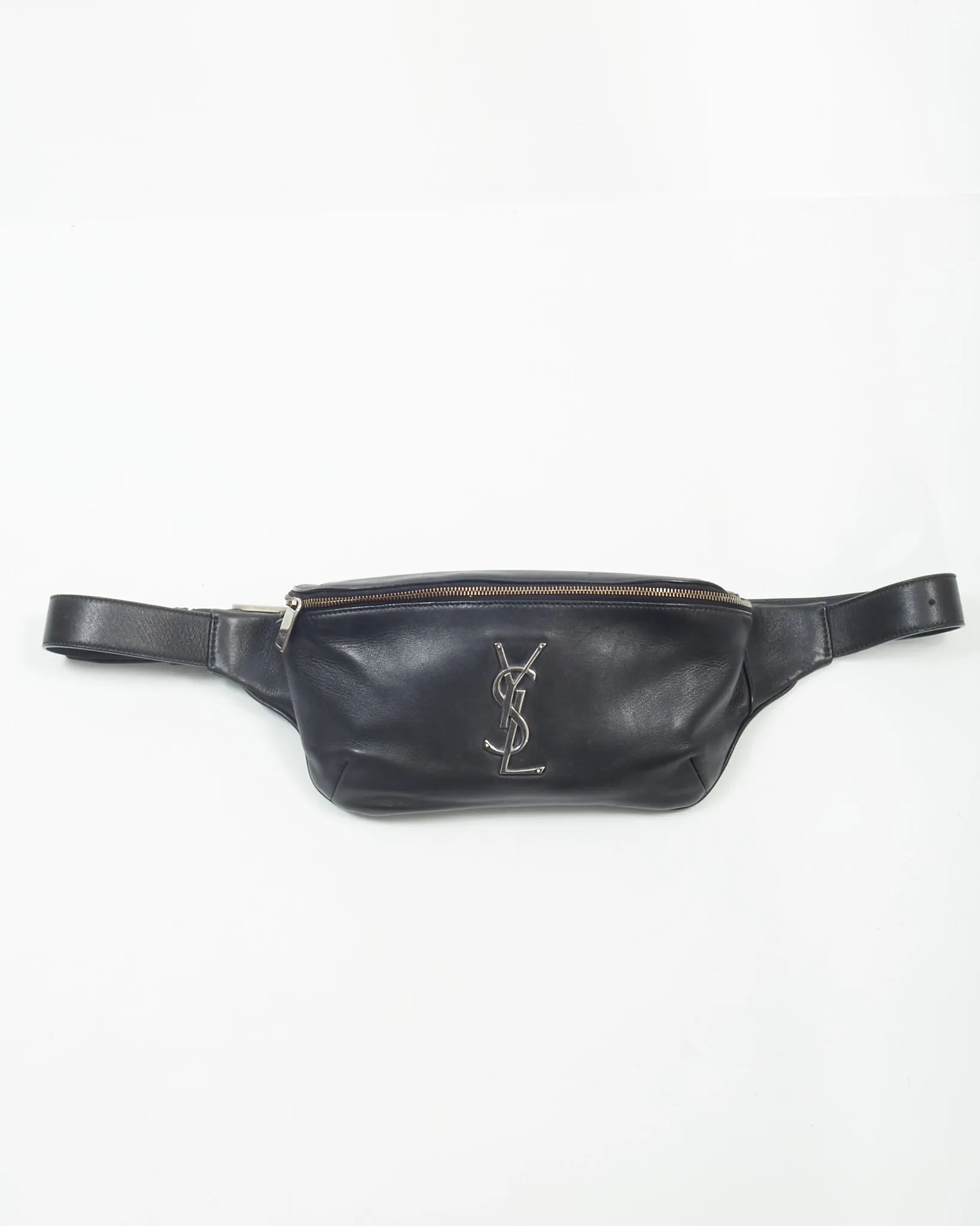 Saint Laurent Black Leather Monogram Belt Bag