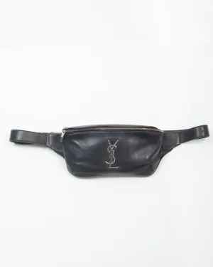 Saint Laurent Black Leather Monogram Belt Bag