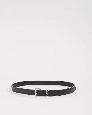 Saint Laurent Black Smooth Leather Skinny Belt - 70