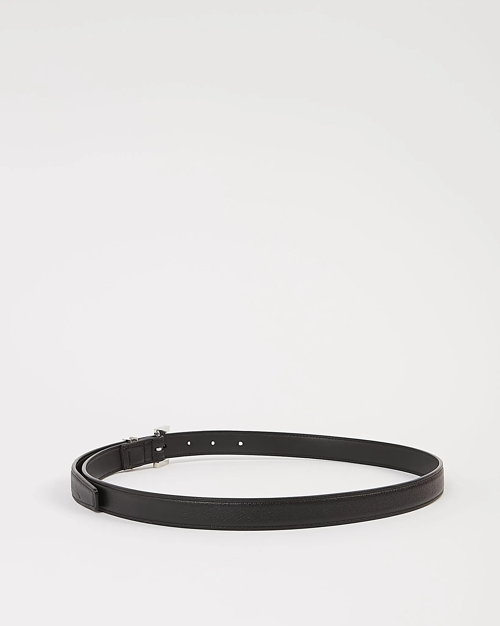 Saint Laurent Black Smooth Leather Skinny Belt - 70