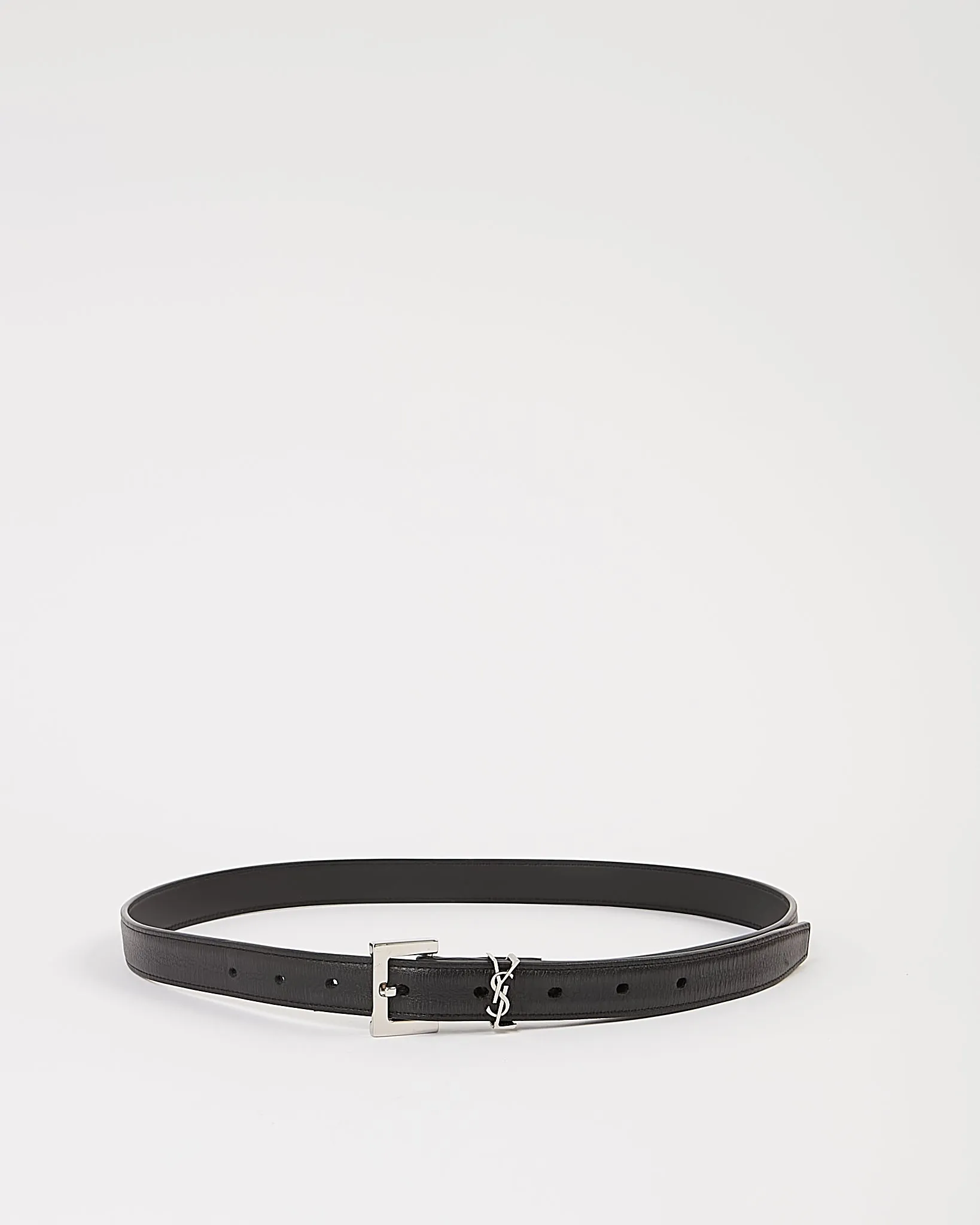 Saint Laurent Black Smooth Leather Skinny Belt - 70