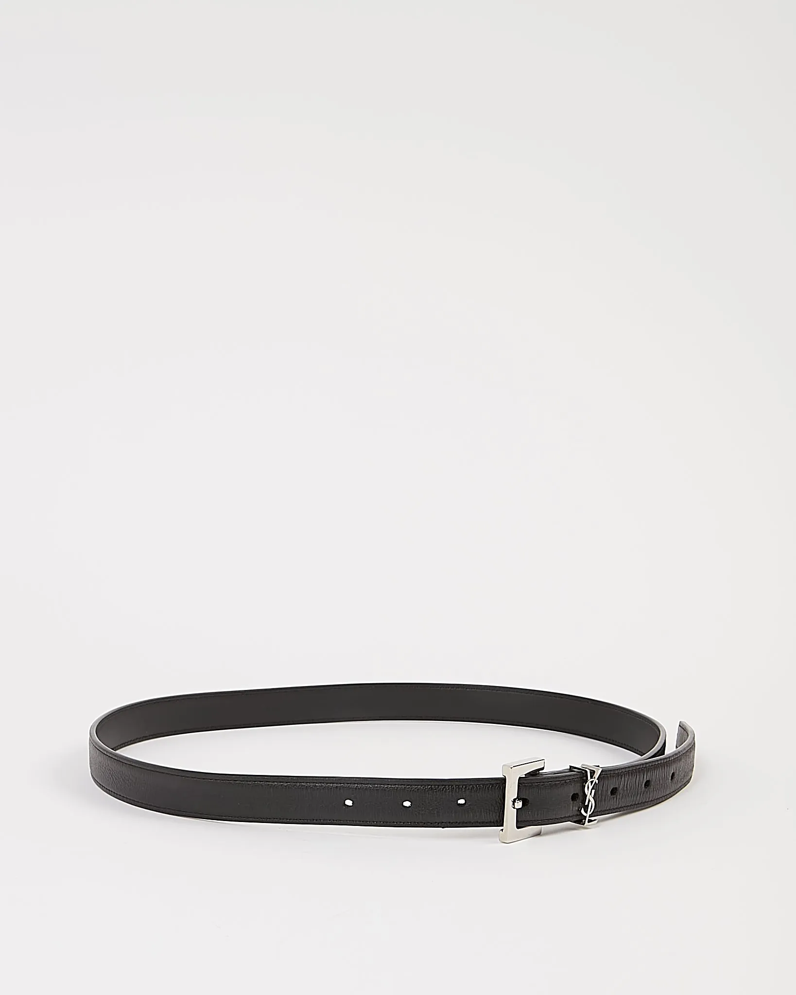 Saint Laurent Black Smooth Leather Skinny Belt - 70