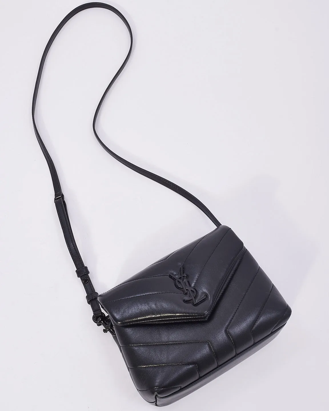 Saint Laurent Black Y Quilted Leather Toy Loulou Crossbody Bag