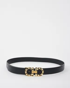 Salvatore Ferragamo Black Leather Gancini Buckle Belt - 90/36