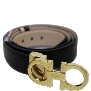 SALVATORE FERRAGAMO Gancini Buckle Reversible Belt Black Size 39