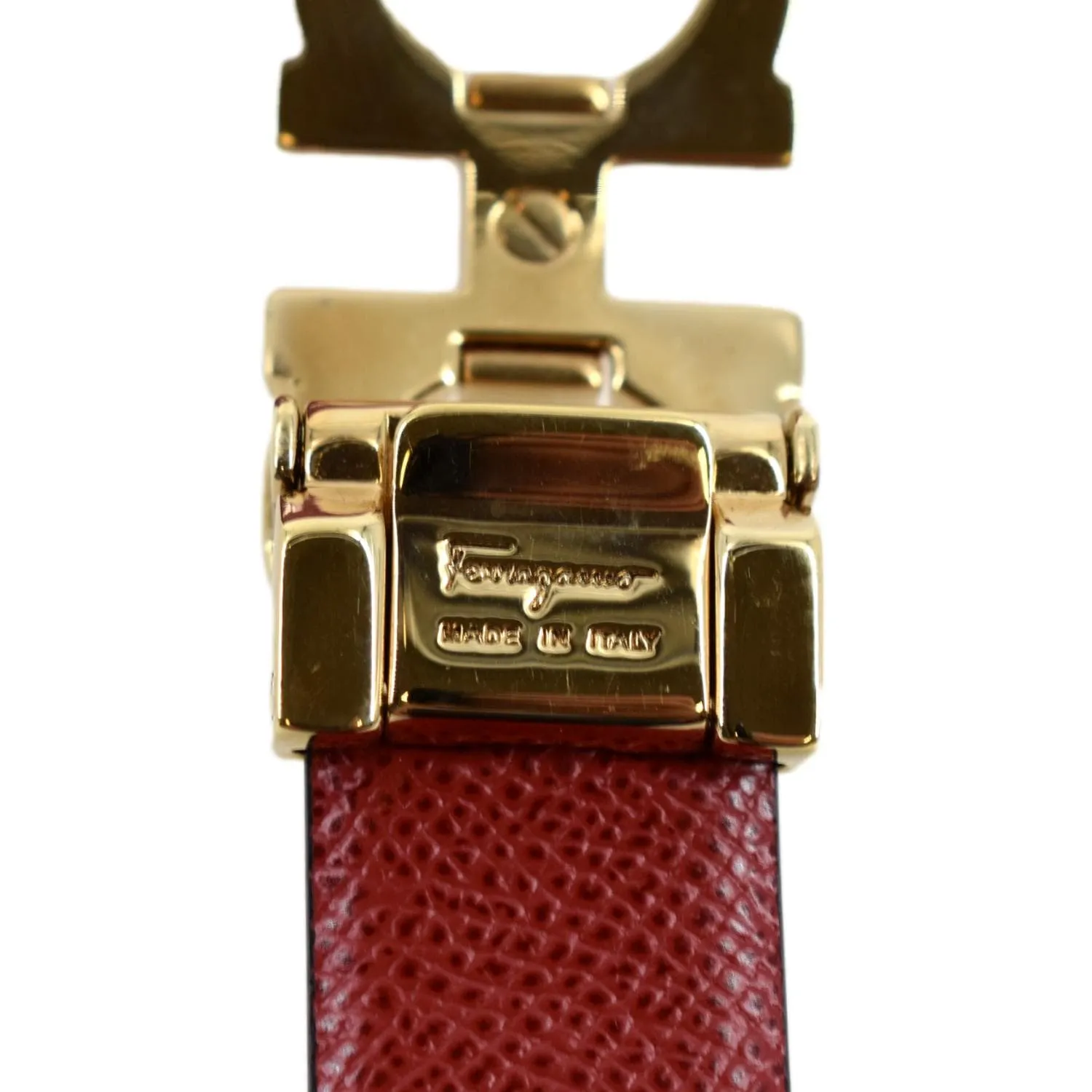 SALVATORE FERRAGAMO Gancini Buckle Reversible Belt Black Size 40