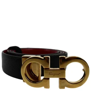 SALVATORE FERRAGAMO Gancini Buckle Reversible Belt Black Size 40