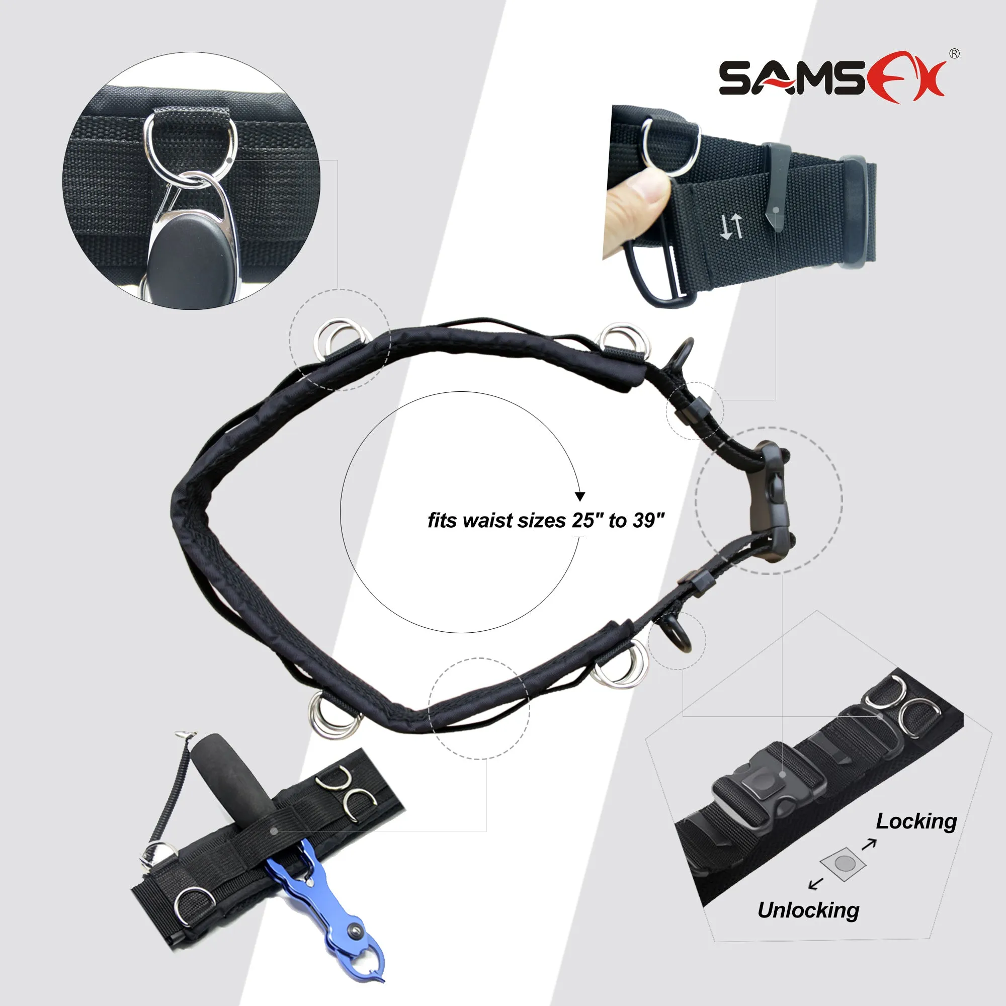 SAMSFX Adjustable Fishing Wader Belt Wading Belts for Surf Casting Kayak