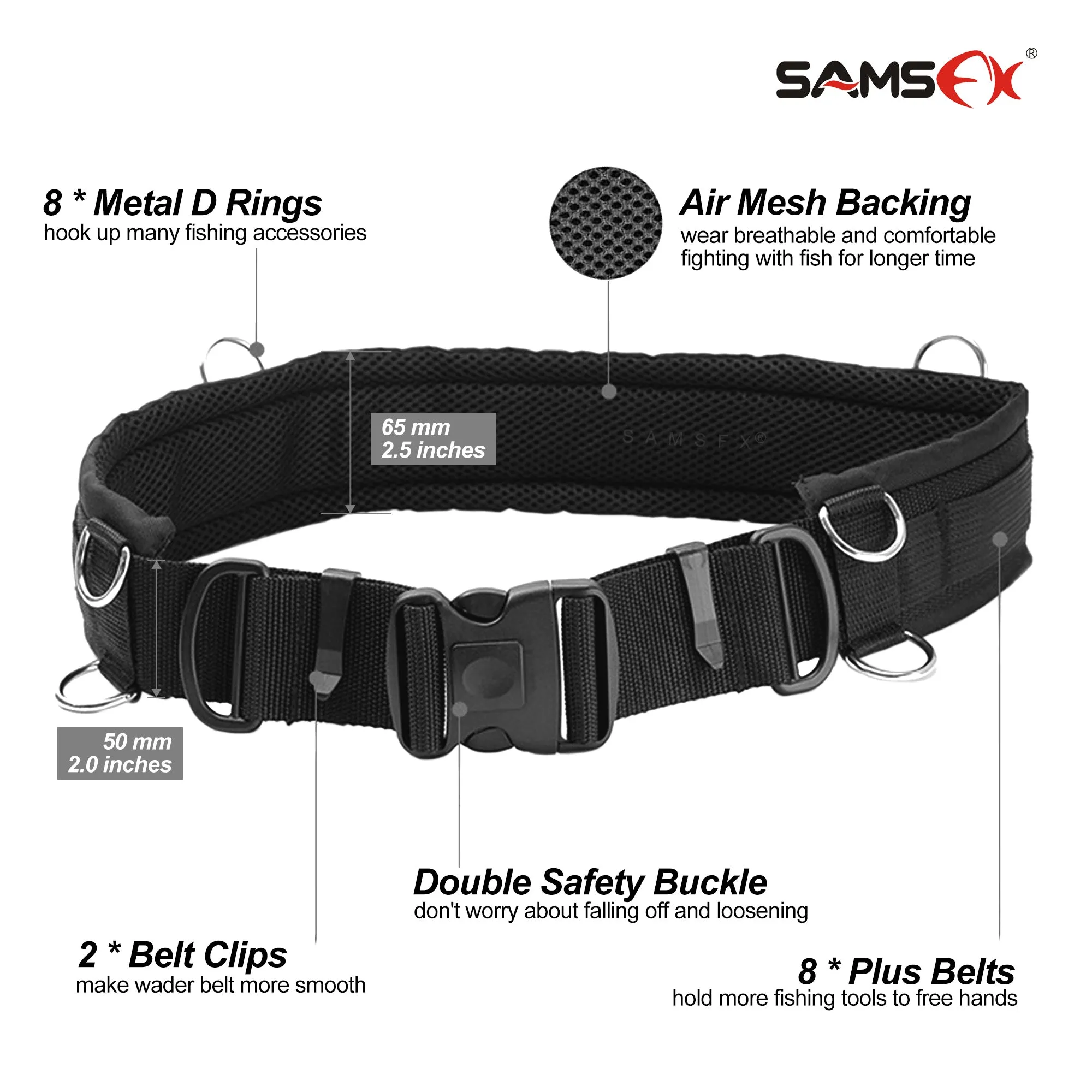 SAMSFX Adjustable Fishing Wader Belt Wading Belts for Surf Casting Kayak