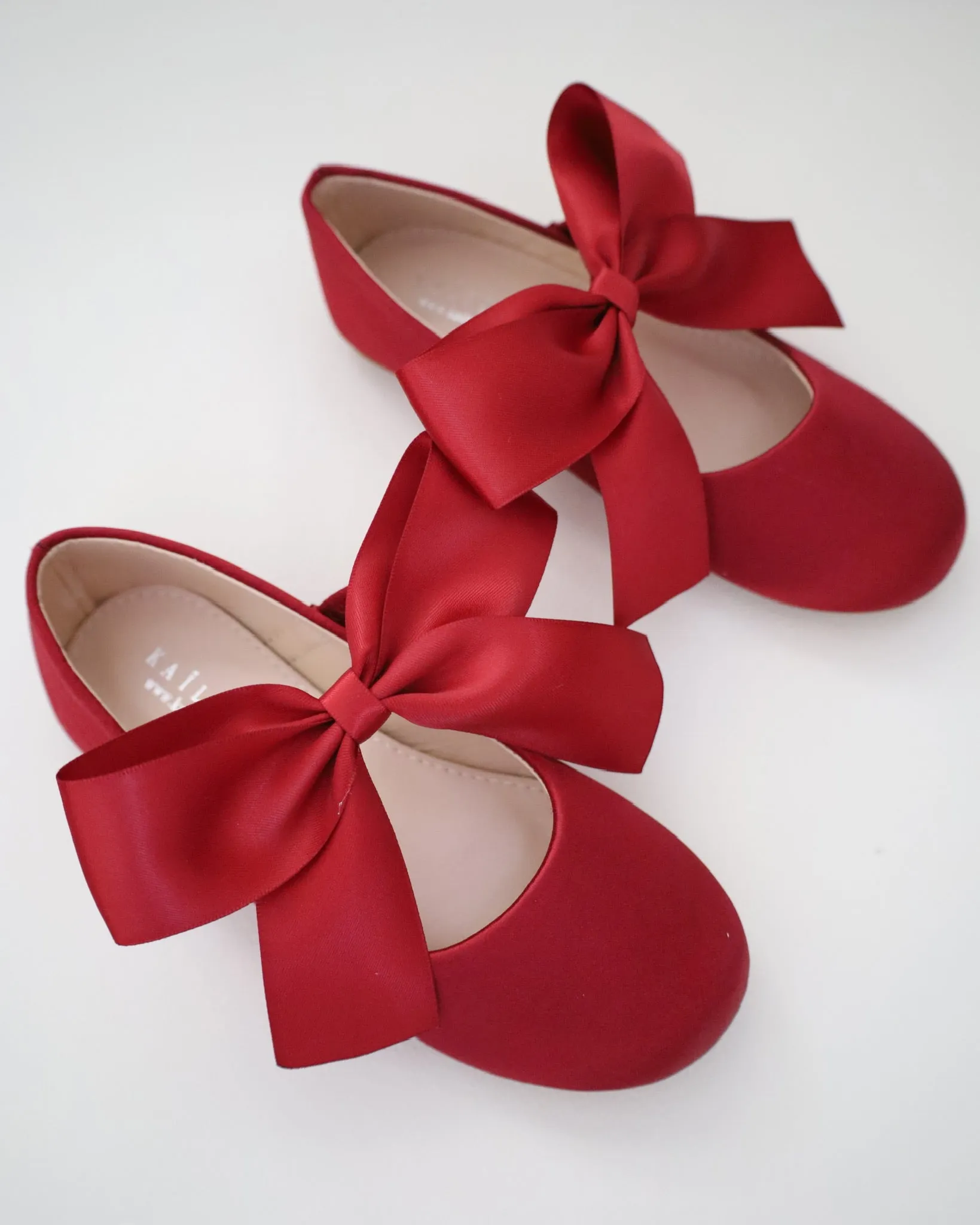 Satin Mary Jane Flats with Satin Bow
