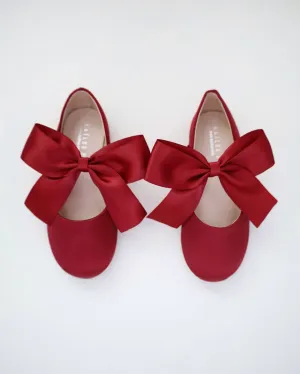 Satin Mary Jane Flats with Satin Bow